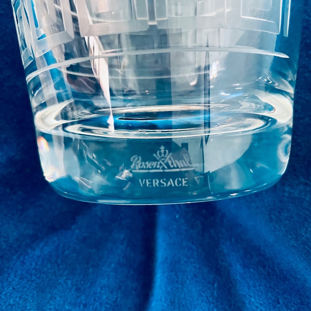 Versace x Rosenthal Meandre Greek Key Clear Glass Crystal Pitcher Vintage - Picture 12 of 14